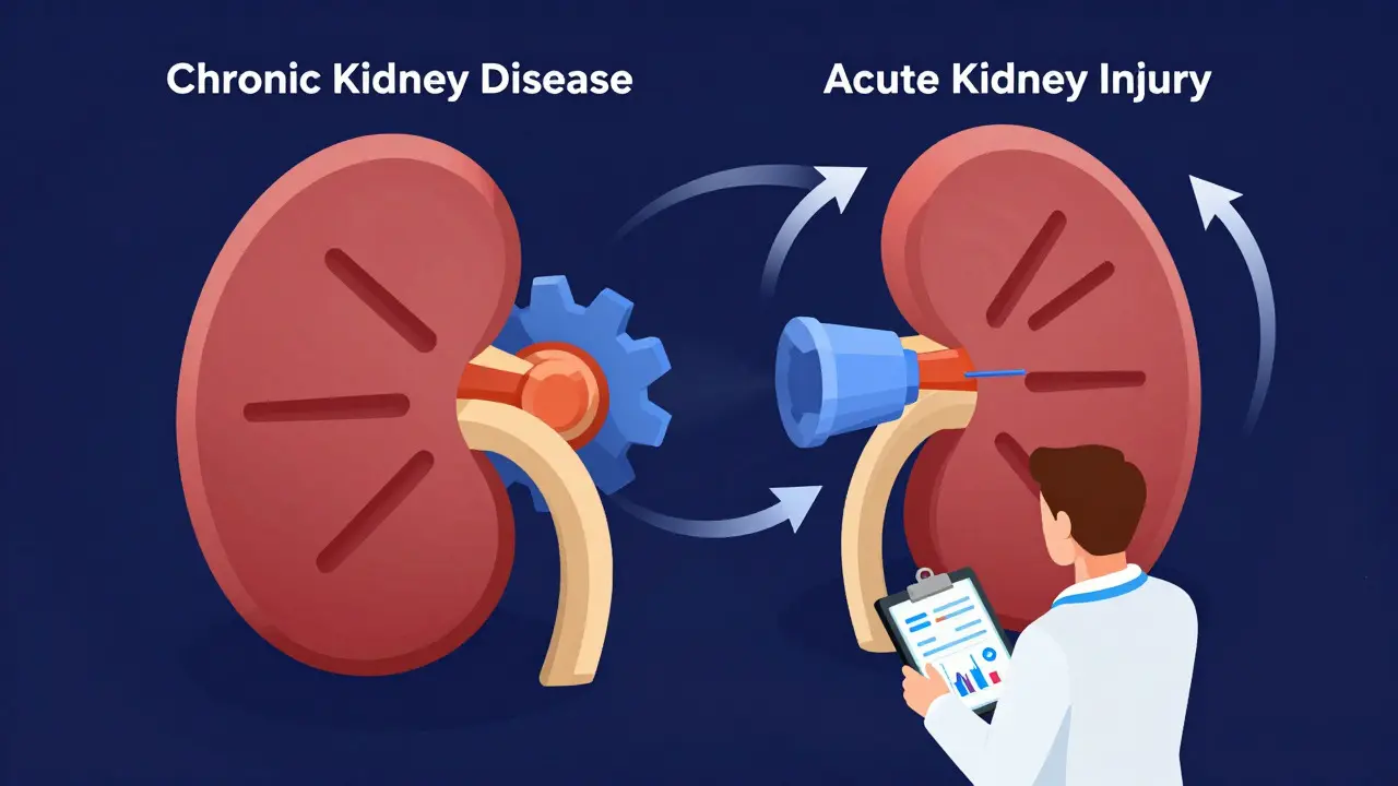Isometric comparison of stable chronic vs dynamic acute kidney function